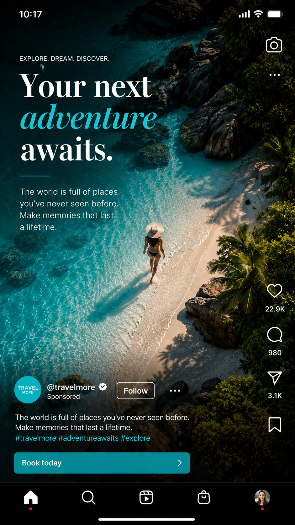 Travel reel ad